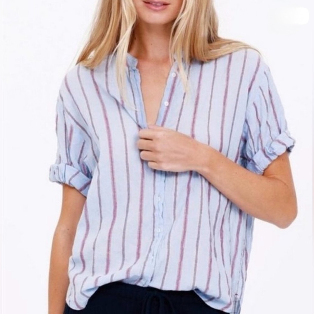 XIRENA Kayden Short Sleeve Top Stripe in Blue Size XS